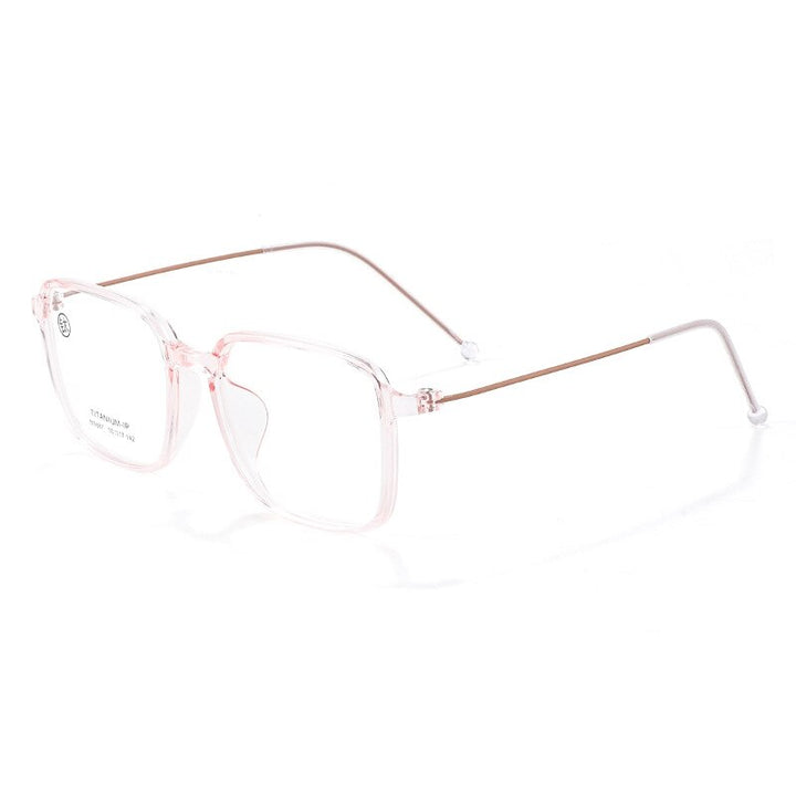 Yimaruili Unisex Full Rim Square Tr 90 Titanium Eyeglasses M9887 Full Rim Yimaruili Eyeglasses Transparent Pink  