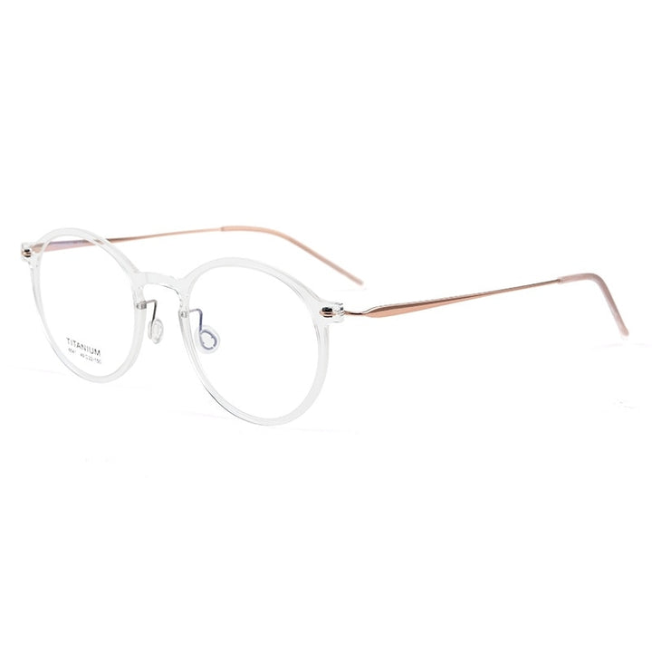 Yimaruili Unisex Full Rim Round Nylon Titanium Eyeglasses 6541hs Full Rim Yimaruili Eyeglasses Transparent Gold  