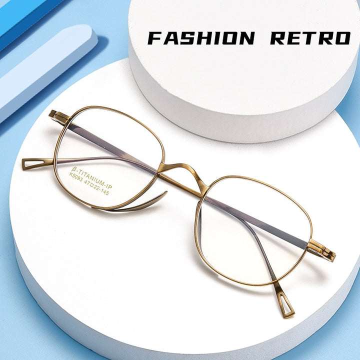 Yimaruili Unisex Full Rim Small Round Square Titanium Alloy Eyeglasses K5093 Full Rim Yimaruili Eyeglasses   