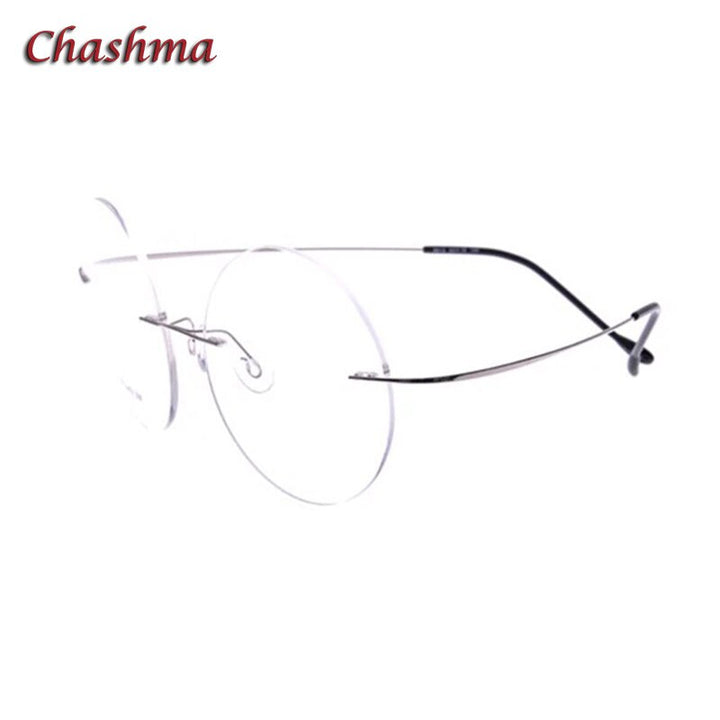 Chashma Ochki Unisex Rimless Round Titanium Eyeglasses 9613 Rimless Chashma Ochki Silver  