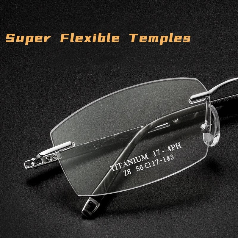 Yimaruili Men's Rimless Rectangle Titanium Eyeglasses Z8wk Rimless Yimaruili Eyeglasses   