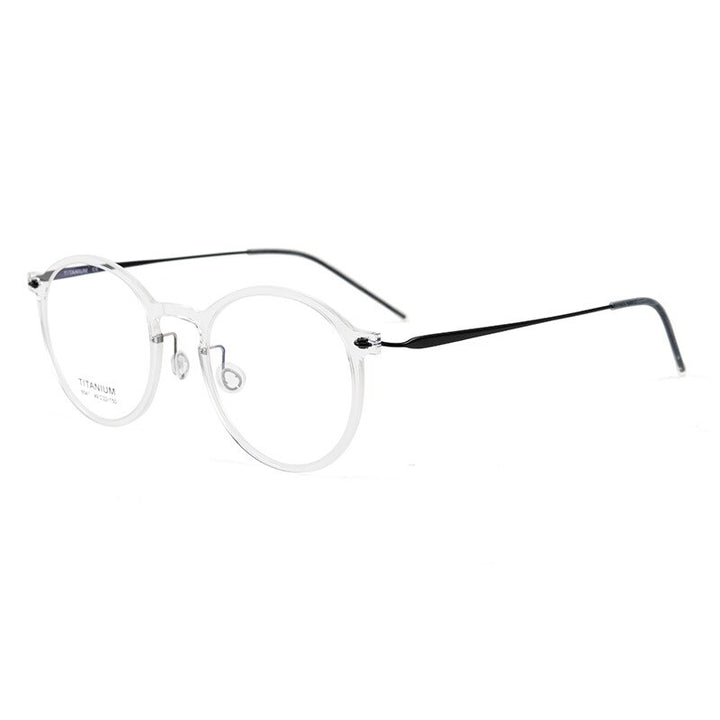 Yimaruili Unisex Full Rim Round Nylon Titanium Eyeglasses 6541hs Full Rim Yimaruili Eyeglasses Transparent Black  