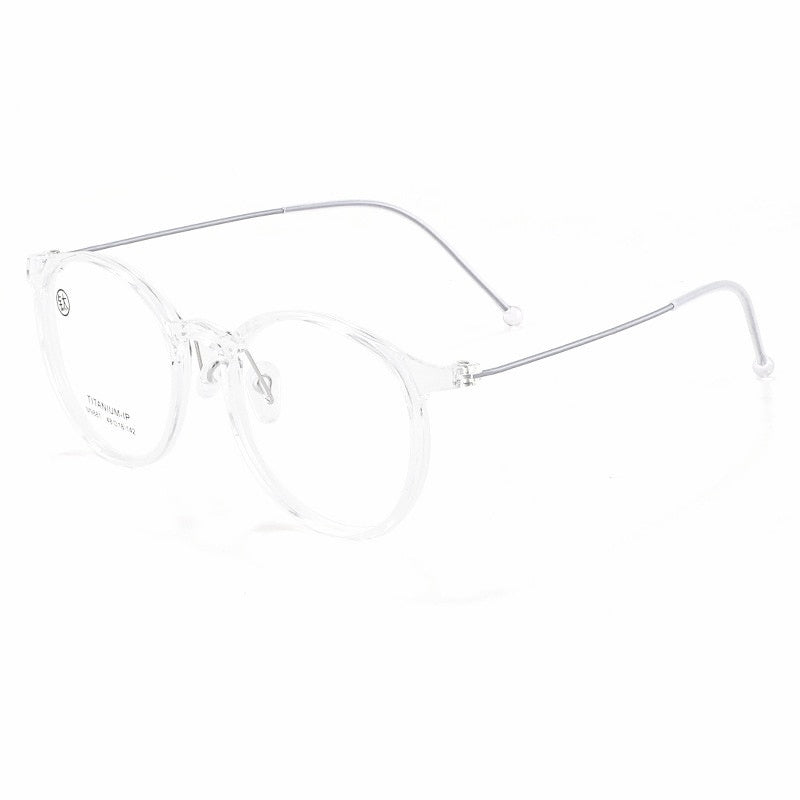 KatKani Unisex Full Rim Round Tr 90 Titanium Eyeglasses M9881 Full Rim KatKani Eyeglasses Transparent  