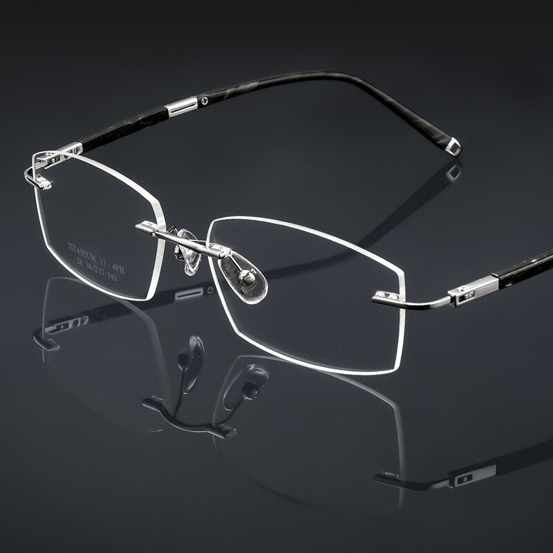 Yimaruili Men's Rimless Rectangle Titanium Eyeglasses Z8wk Rimless Yimaruili Eyeglasses   