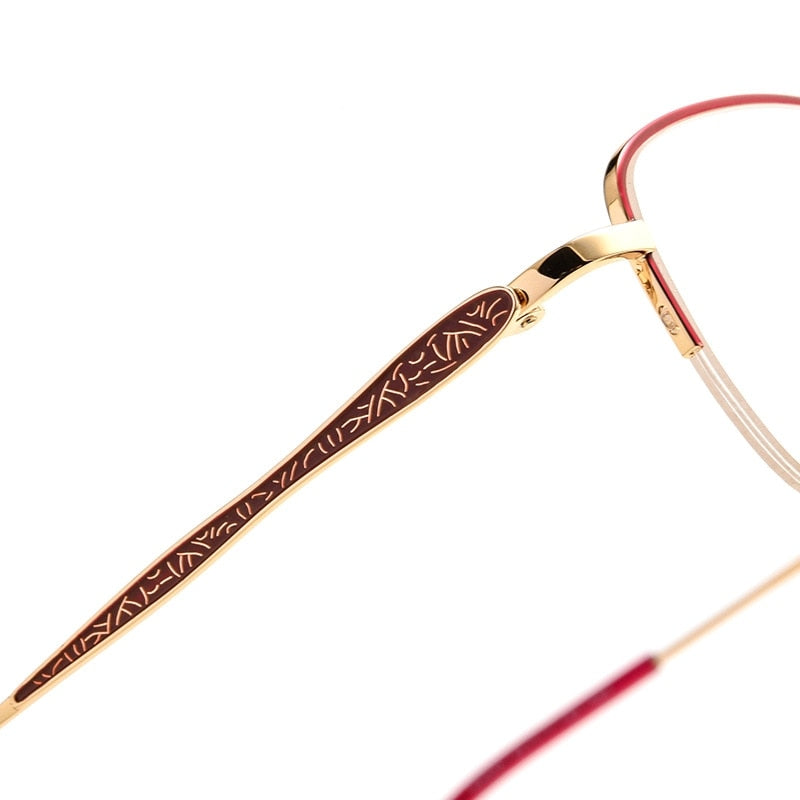 Yimaruili Women's Semi Rim Rectangle Alloy Acetate Eyeglasses 83003sn Semi Rim Yimaruili Eyeglasses   