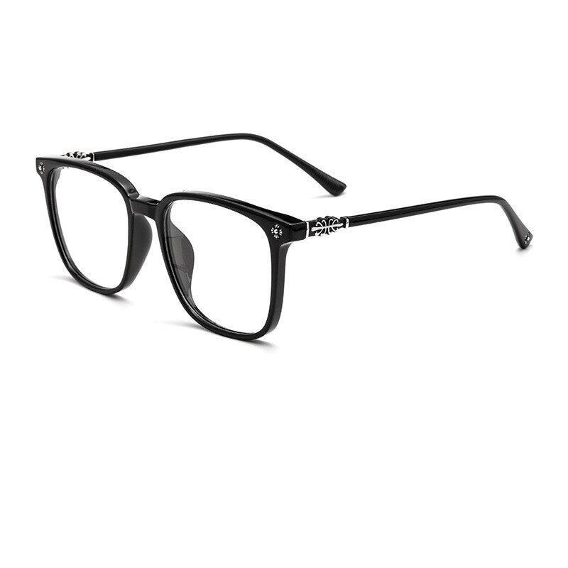 KatKani Unisex Full Rim Square Tr 90 Eyeglasses T7267 Full Rim KatKani Eyeglasses Bright Black  