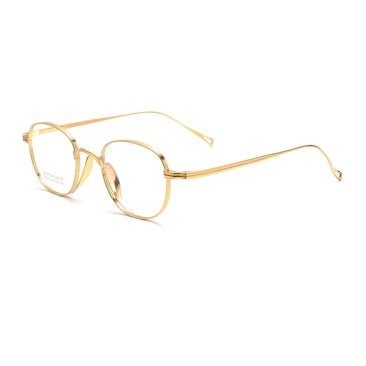Yimaruili Unisex Full Rim Small Round Square Titanium Alloy Eyeglasses K5093 Full Rim Yimaruili Eyeglasses Gold  