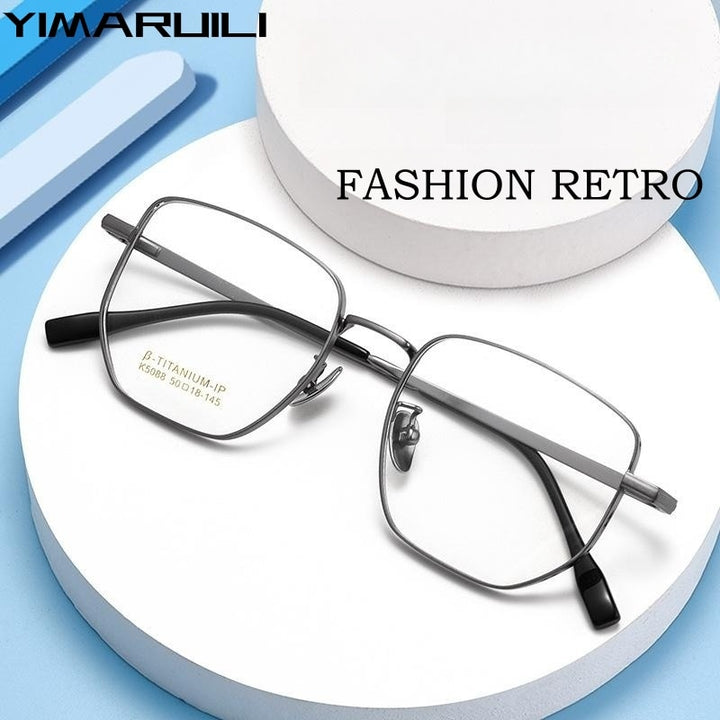 Yimaruili Unisex Full Rim Small Square Titanium Eyeglasses K5088 Full Rim Yimaruili Eyeglasses   