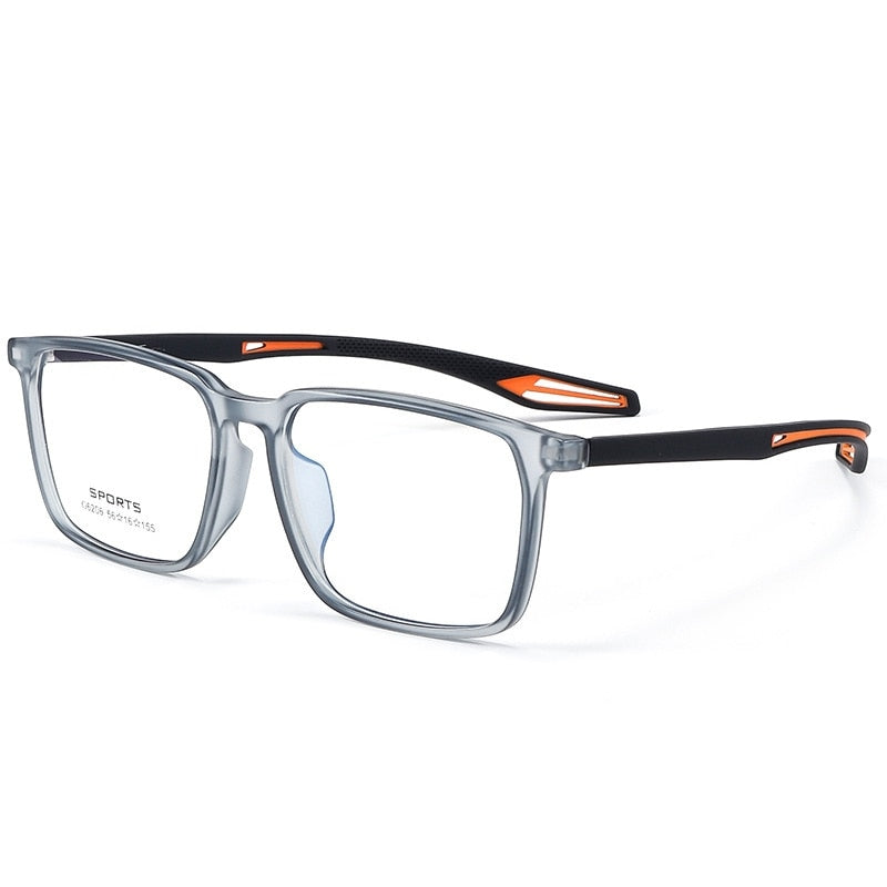 KatKani Unisex Full Rim Square Tr 90 Eyeglasses G6206 Full Rim KatKani Eyeglasses Gray Orange  