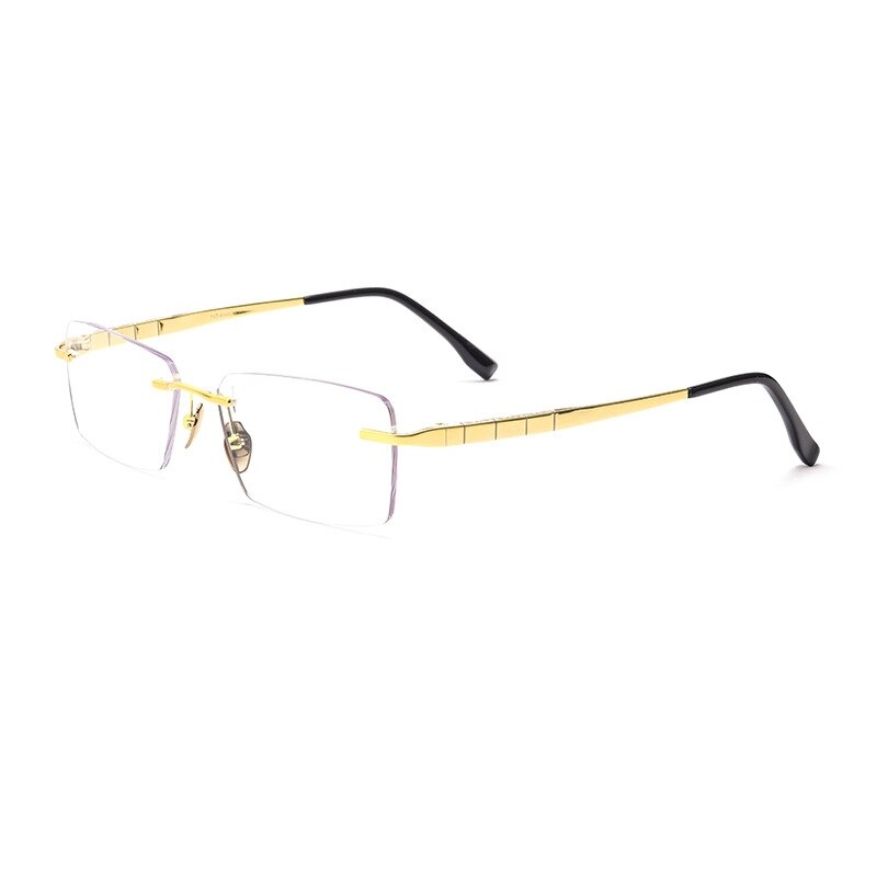 Yimaruili Men's Rimless Square Titanium F91092t Rimless Yimaruili Eyeglasses Gold  