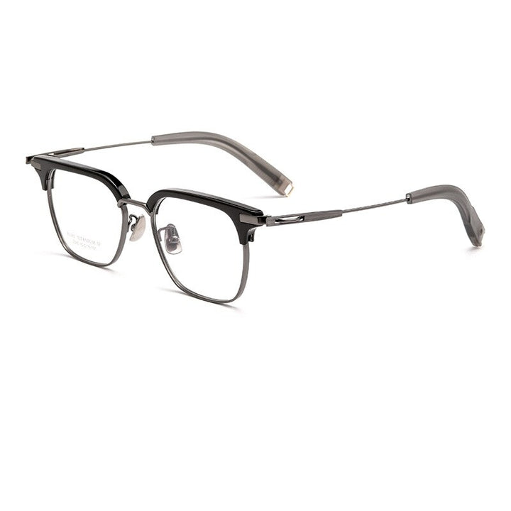 Yimaruili Men's Full Rim Square Acetate Titanium Eyeglasses 2083t Full Rim Yimaruili Eyeglasses Black Gun  