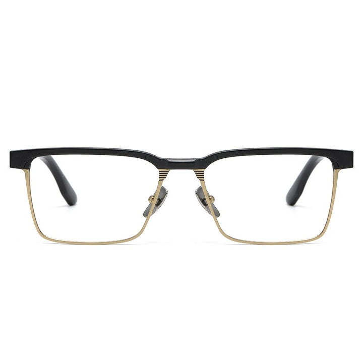 Yimaruili Men's Full Rim Square Acetate Titanium Eyeglasses Dtx137 Full Rim Yimaruili Eyeglasses   