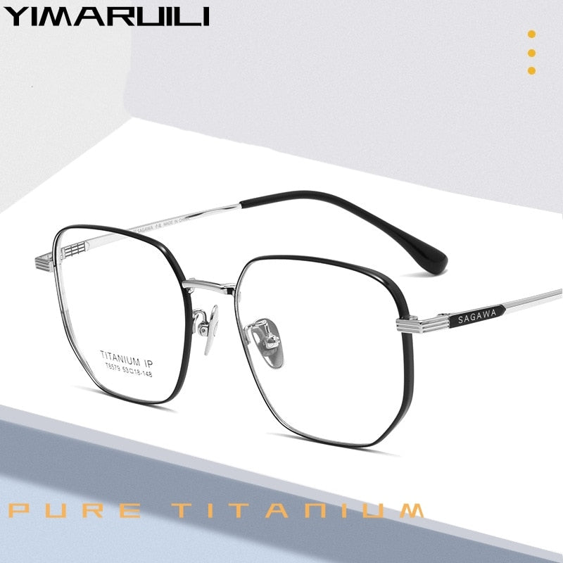 Yimaruili Unisex Full Rim Polygonal Titanium Alloy Eyeglasses n80006 Full Rim Yimaruili Eyeglasses   