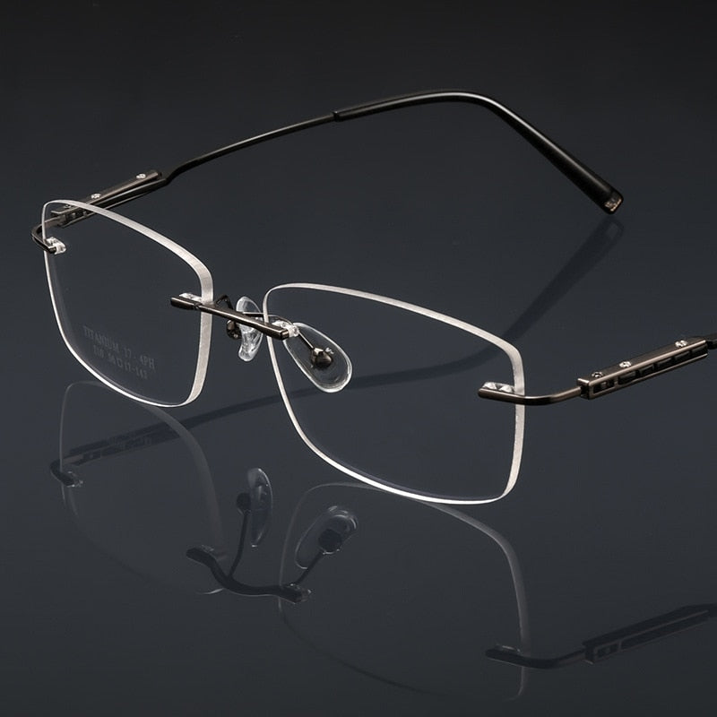 Yimaruili Men's Rimless Rectangle Titanium Eyeglasses Z10wk Rimless Yimaruili Eyeglasses   