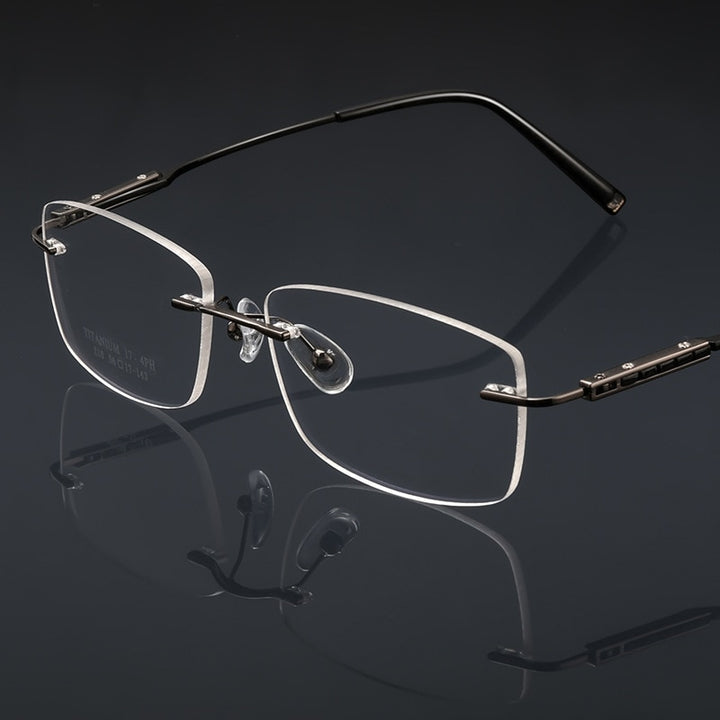 Yimaruili Men's Rimless Rectangle Titanium Eyeglasses Z10wk Rimless Yimaruili Eyeglasses   