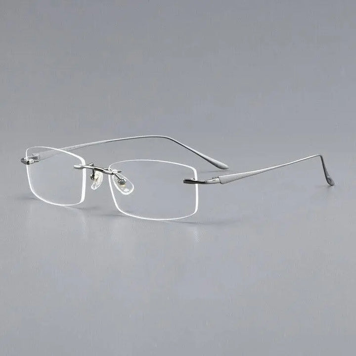 Rectangular Rimmless Glasses Yimaruili Men's Rimless Rectangle Titanium Eyeglasses A8012t – FuzWeb