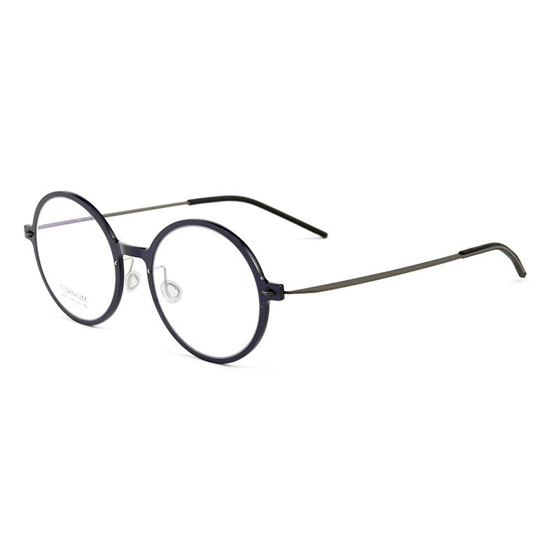 Yimaruili Unisex Full Rim Round Screwless Nylon Titanium Eyeglasses 6523hs Full Rim Yimaruili Eyeglasses Transparent Blue  