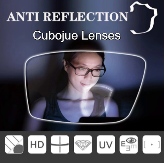 Cubojue Polycarbonate Single Vision High/Low Cylinder Myopic/Hyperopic Anti Blue Light Clear Lenses Lenses Cubojue Lenses   