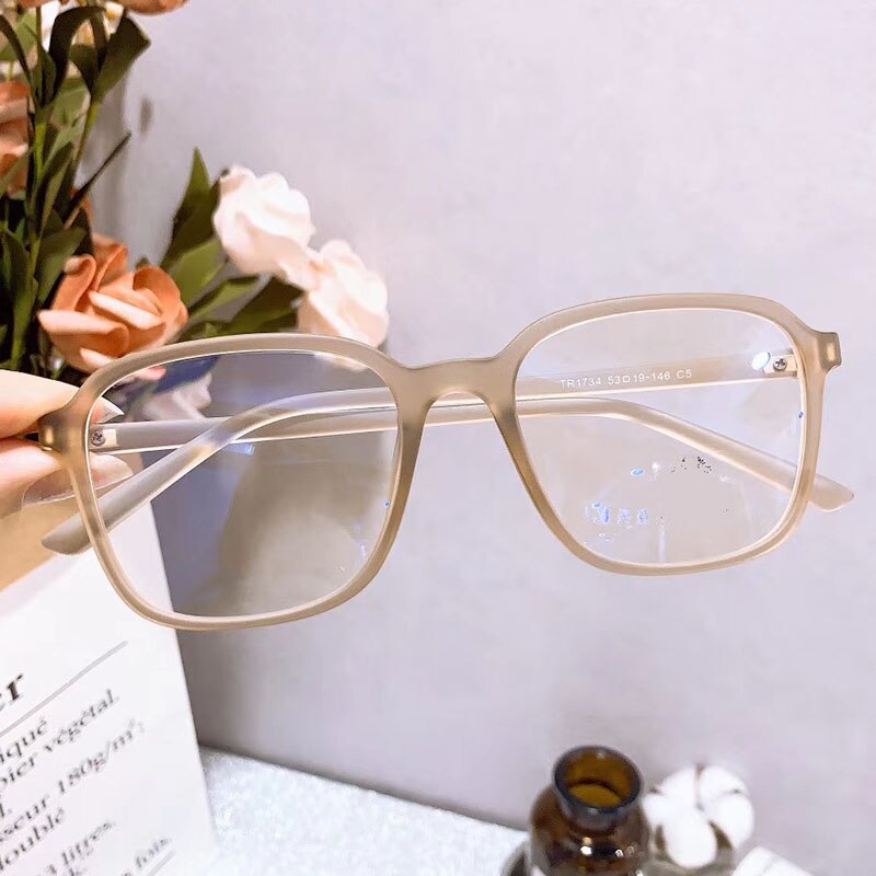 Women's Square TR90 Titanium Full Rim Frame Eyeglasses 1734-2 Full Rim Bclear C 5  
