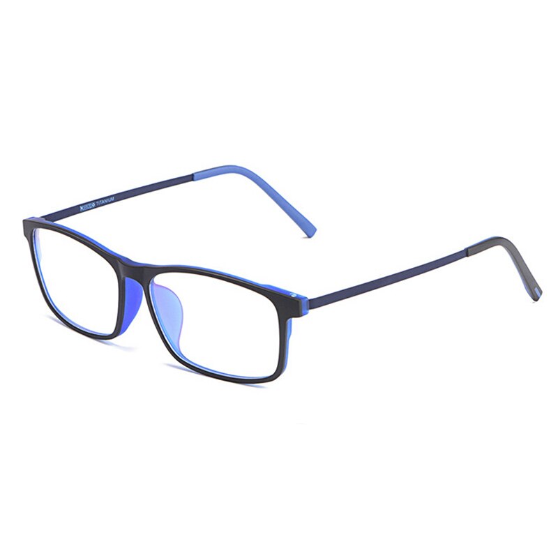 Hotony Unisex Full Rim Rectangle TR 90 Resin B Titanium Frame Eyeglasses 20991 Full Rim Hotony Blue  