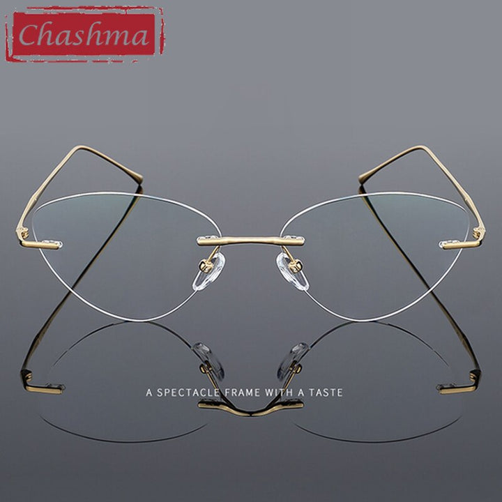 Chashma Ottica Unisex Rimless Triangle Cat Eye Titanium Eyeglasses 632 Rimless Chashma Ottica   