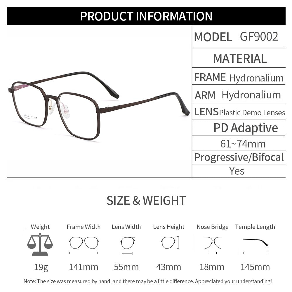 Men's Eyeglasses Hydronalium Frame With Spring Hinges Gf9002 Frame Gmei Optical   