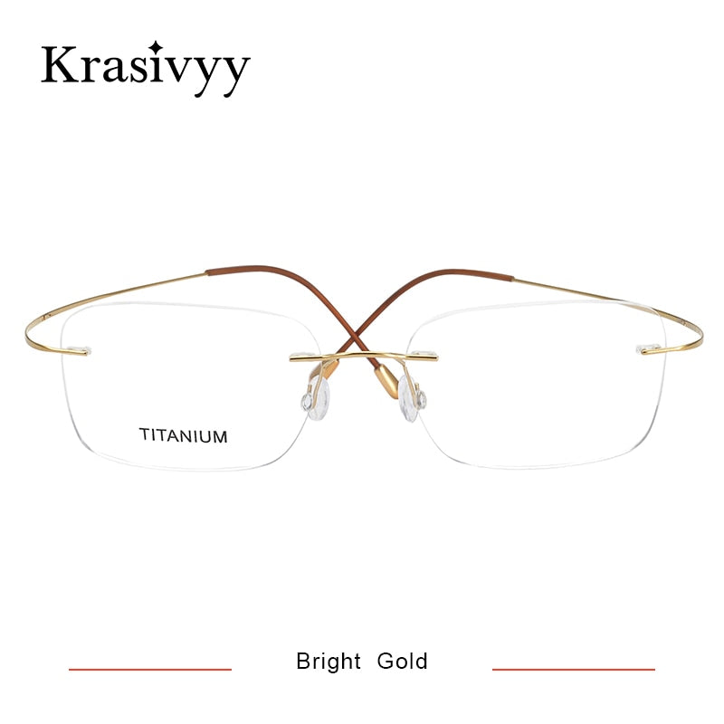 Krasivyy Unisex Rimless Square Screwless Titanium Eyeglasses Kr16016 Rimless Krasivyy Bright Gold  