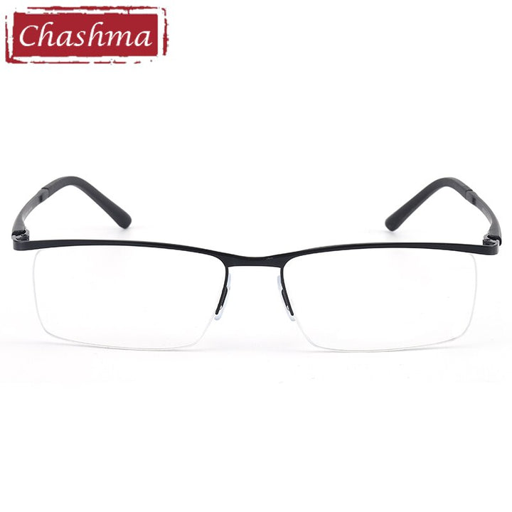 Chashma Ottica Men's Semi Rim Large Square Titanium Alloy Eyeglasses 9218 Semi Rim Chashma Ottica   