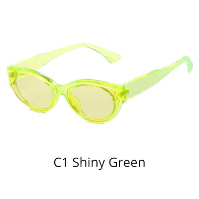 Ralferty Women's Sunglasses Cat Eye Small Frame W2215 Sunglasses Ralferty C1 Shiny Green China 