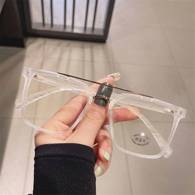 Cubojue Unisex Full Rim Square Tr 90 Titanium Double Bridge Reading Glasses 30098 Reading Glasses Cubojue 0 clear 