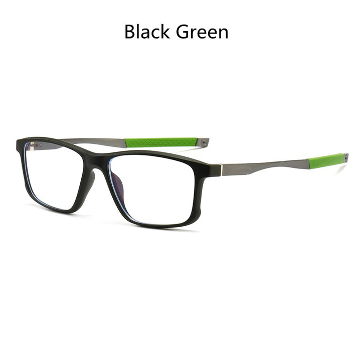 KatKani Men's Full Rim TR90 Aluminum Magnesium Square Frame Sports Eyeglasses 5827 Full Rim KatKani Eyeglasses Black Green  