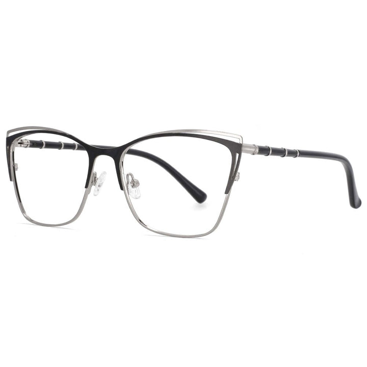 CCSpace Unisex Full Rim Square Alloy Frame Eyeglasses 53869 Full Rim CCspace silver-black  