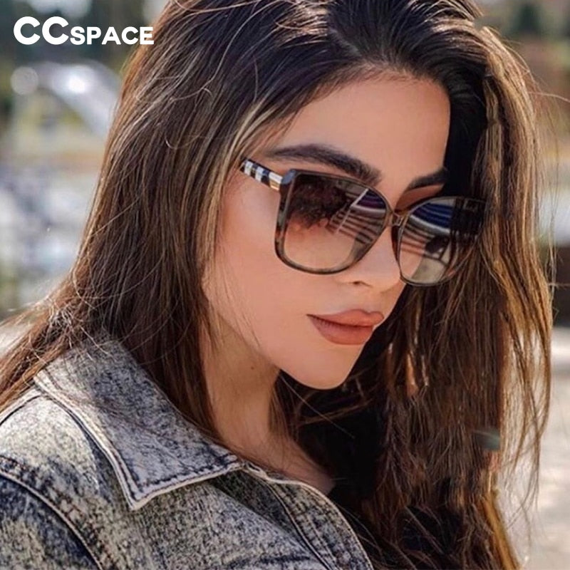 CCspace Women's Full Rim Square Cat Eye Resin Frame Sunglasses 46305 Sunglasses CCspace Sunglasses   