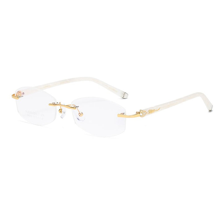 Zirosat 58069 Women's Eyeglasses Alloy Tint Lenses Diamond Cutting Rimless Titanium Rimless Zirosat golden  