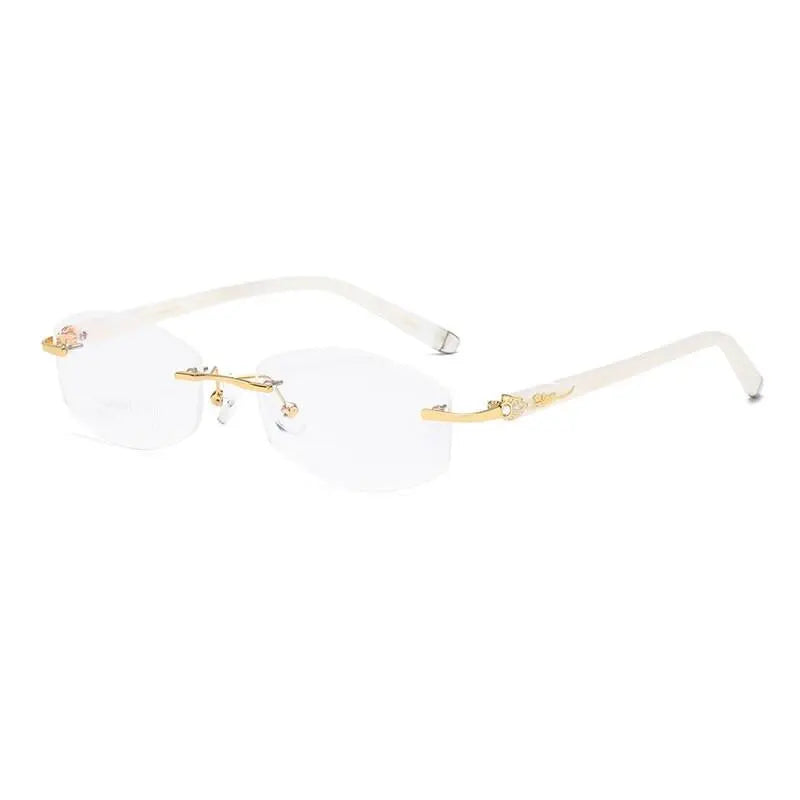 Zirosat 58069 Women's Eyeglasses Alloy Tint Lenses Diamond Cutting Rimless Titanium - golden