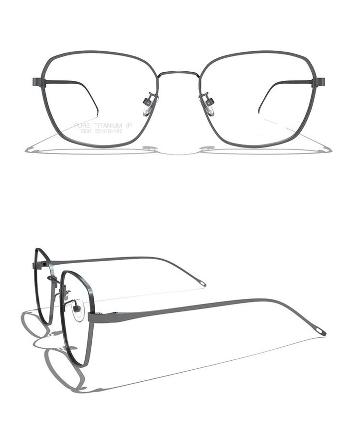 Muzz Men's Full Rim Square Titanium Frame Eyeglasses 8991 Full Rim Muzz gray  