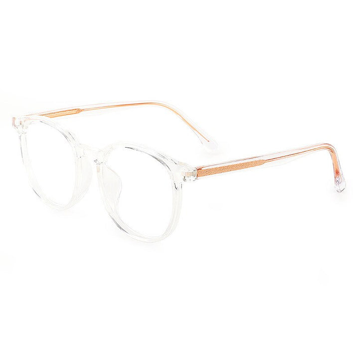 KatKani Unisex Full Rim  TR 90 Resin Round Frame Eyeglasses Mz019 Full Rim KatKani Eyeglasses Transparent  Gold  