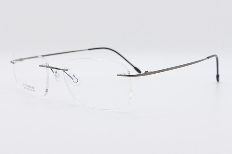 Unisex Rimless Titanium Frame Eyeglasses Customizable Lenses 9001 Rimless Bclear gray  