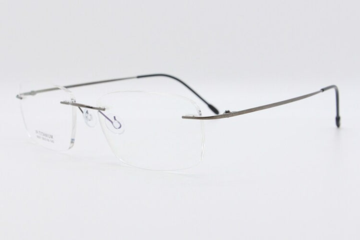 Unisex Rimless Titanium Frame Eyeglasses Customizable Lenses 9001 Rimless Bclear gray  