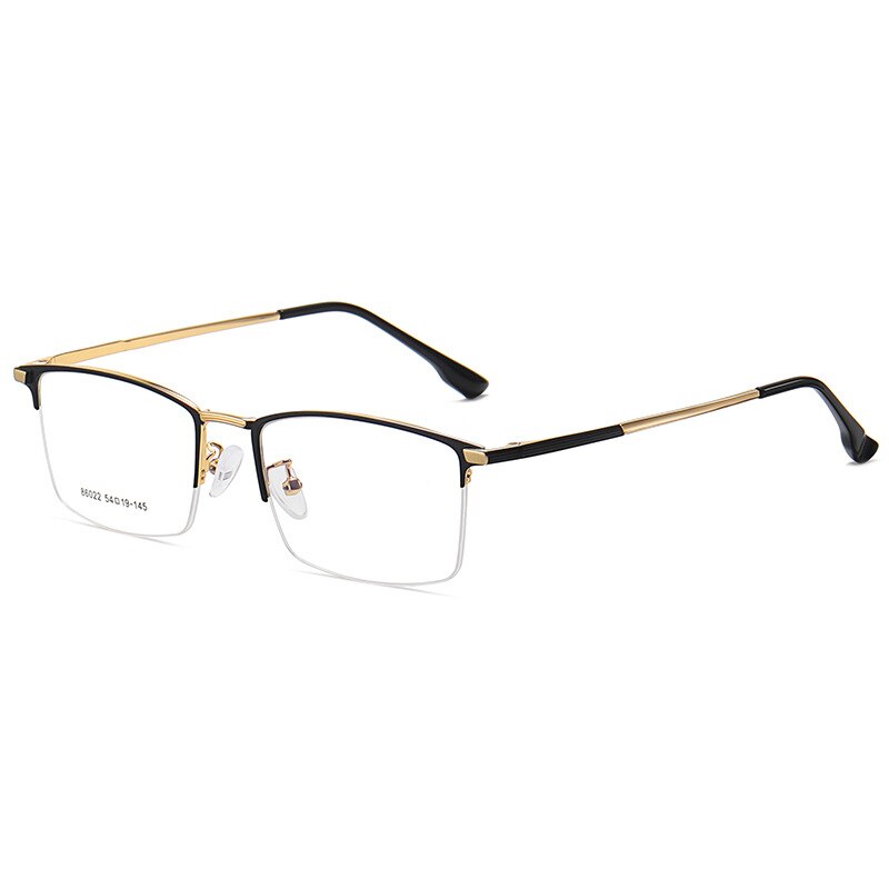 KatKani Men's Semi Rim Alloy Frame Eyeglasses 86022 Semi Rim KatKani Eyeglasses Black Gold  