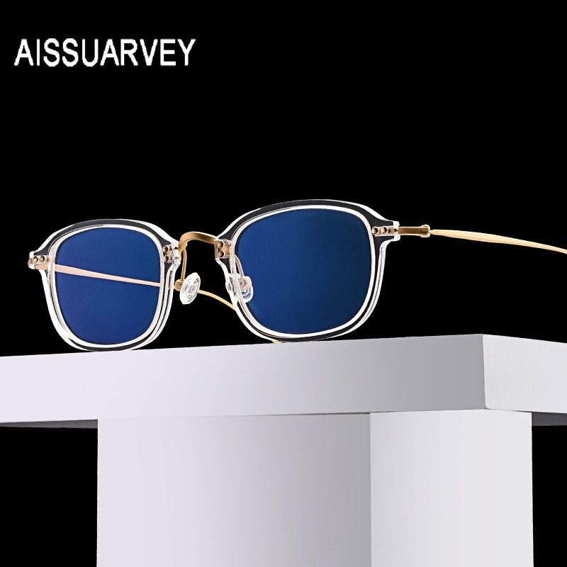 Aissuarvey Full Rim Square Titanium Frame Eyeglasses Unisex Full Rim Aissuarvey Eyeglasses   