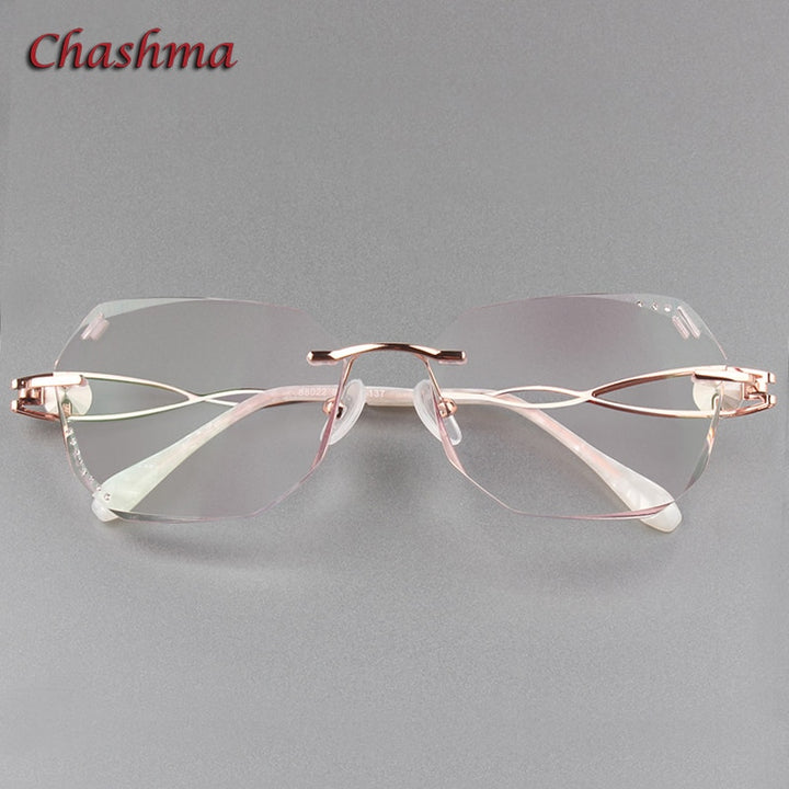 Chashma Ochki Women's Rimless Square Butterfly Titanium Eyeglasses Gradient Tint Lenses 88023 Rimless Chashma Ochki Default Title  