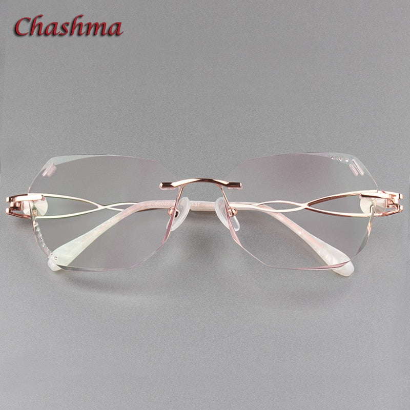 Chashma Ochki Women's Rimless Square Butterfly Titanium Eyeglasses Gradient Tint Lenses 88023 Rimless Chashma Ochki Default Title  