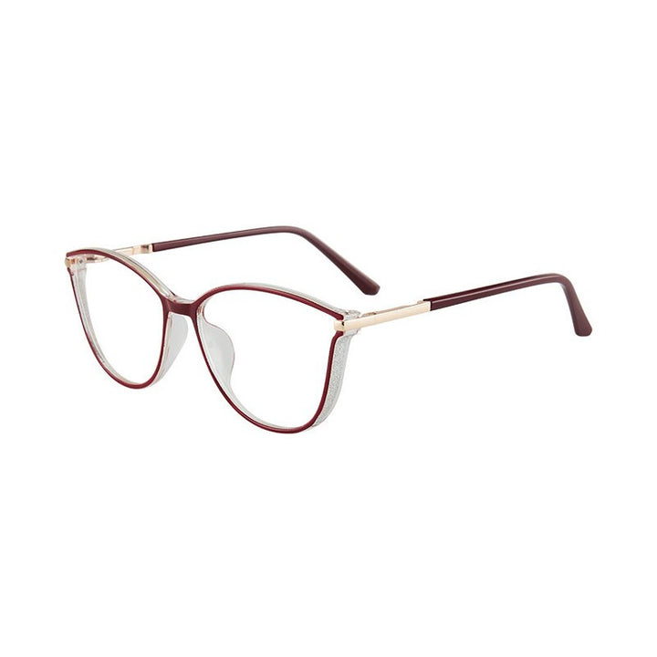 Hotony Women's Full Rim TR 90 Resin Cat Eye Frame Eyeglasses 7041 Full Rim Hotony Red  