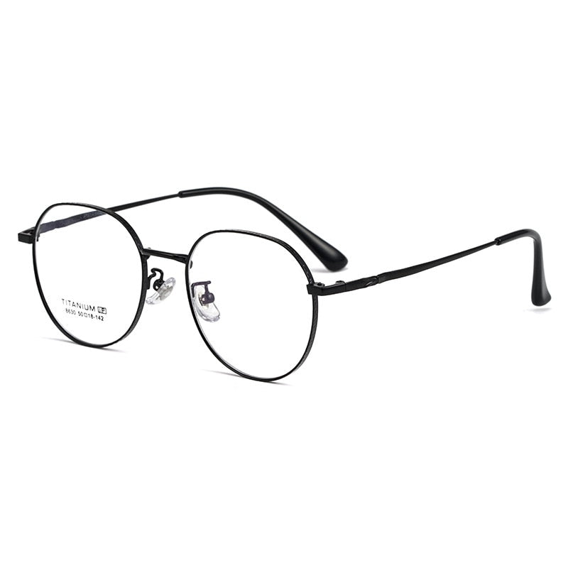 Yimaruili Unisex Full Rim Round Titanium IP Frame Eyeglasses 8630F Full Rim Yimaruili Eyeglasses Black  