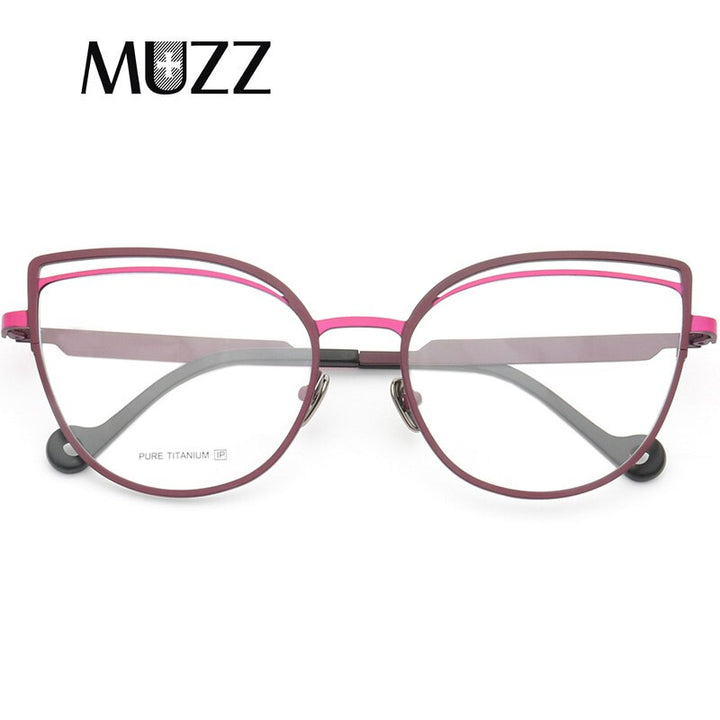 Muzz Women's Full Rim Square Cat Eye Titanium Frame Eyeglasses T7037 Full Rim Muzz C1  