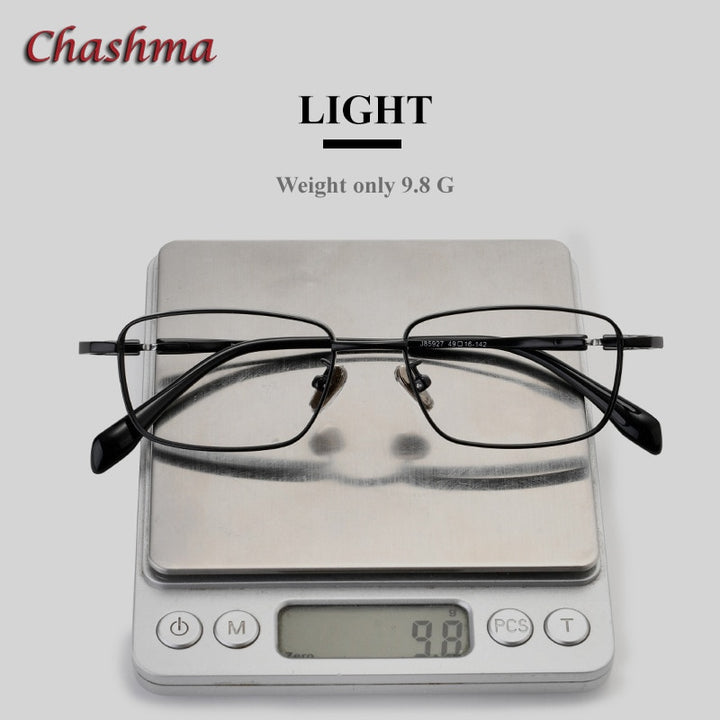 Chashma Ochki Unisex Full Rim Small Square Titanium Eyeglasses 85927 Full Rim Chashma Ochki   