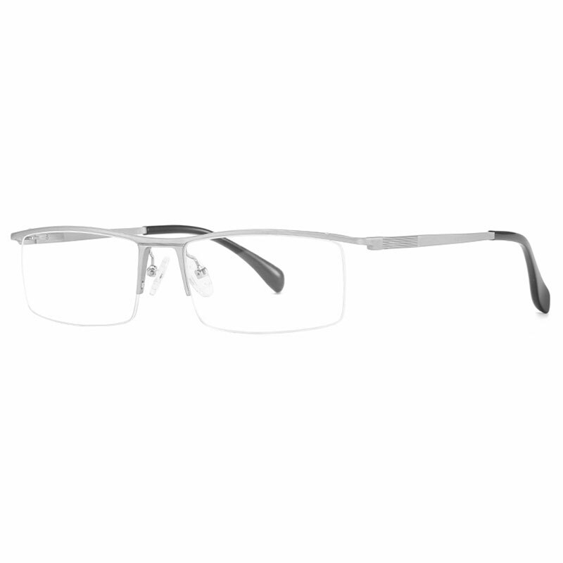 Hotochki Unisex Semi Rim Aluminum Magnesium Alloy Frame Eyeglasses 6297 Semi Rim Hotochki Silver  