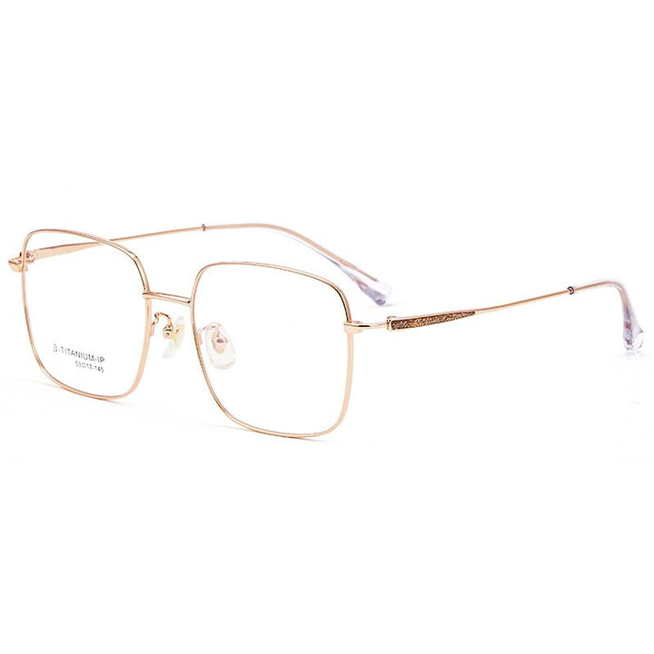 Aissuarvey Oversize Square Full Rim Titanium Frame Unisex Eyeglasses Z17004 Full Rim Aissuarvey Eyeglasses Rose golden  