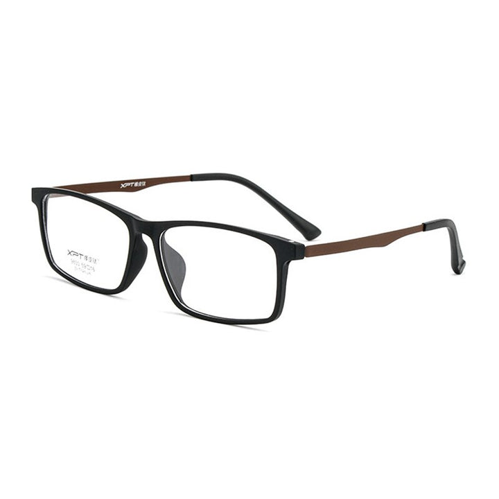 Hotony Unisex Full Rim TR 90 B Titanium Square Frame Eyeglasses 9830 Full Rim Hotony Auburn  